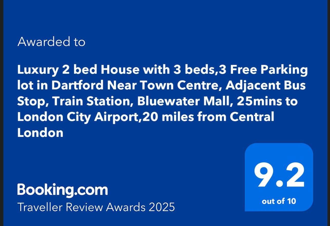 Luxury 2 Bed House With 3 Beds,3 Free Parking Lot In Dartford Near Town Centre, Adjacent Bus Stop, Train Station, Bluewater Mall, 25Mins To London City Airport,20 Miles From Central London Exteriör bild